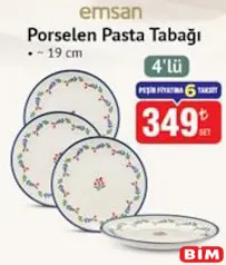 EMSAN PORSELEN PASTA TABAĞI 19 CM 4'LÜ fiyat ve kampanya bilgisi